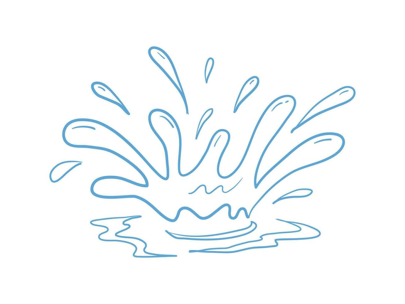 tekening laten vallen water plons in hand getekend stijl Aan wit achtergrond vector