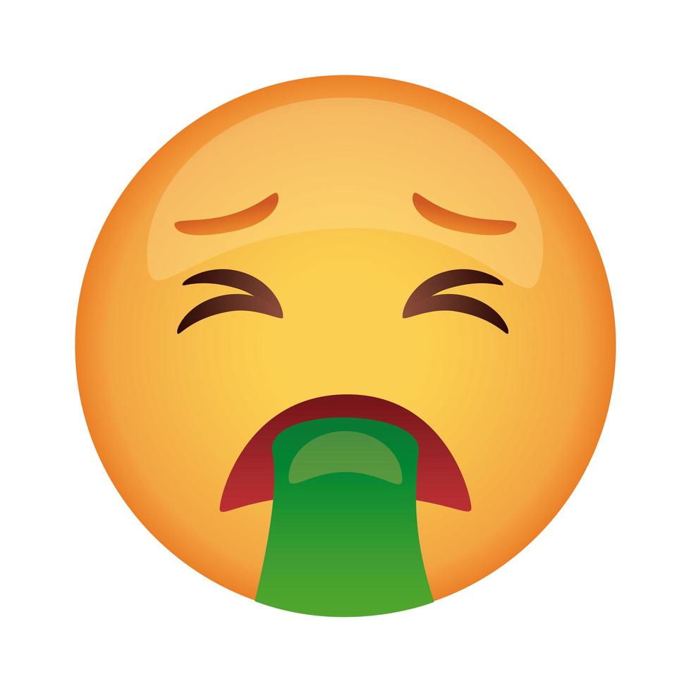 emoji gezicht overgeven platte stijlicoon vector