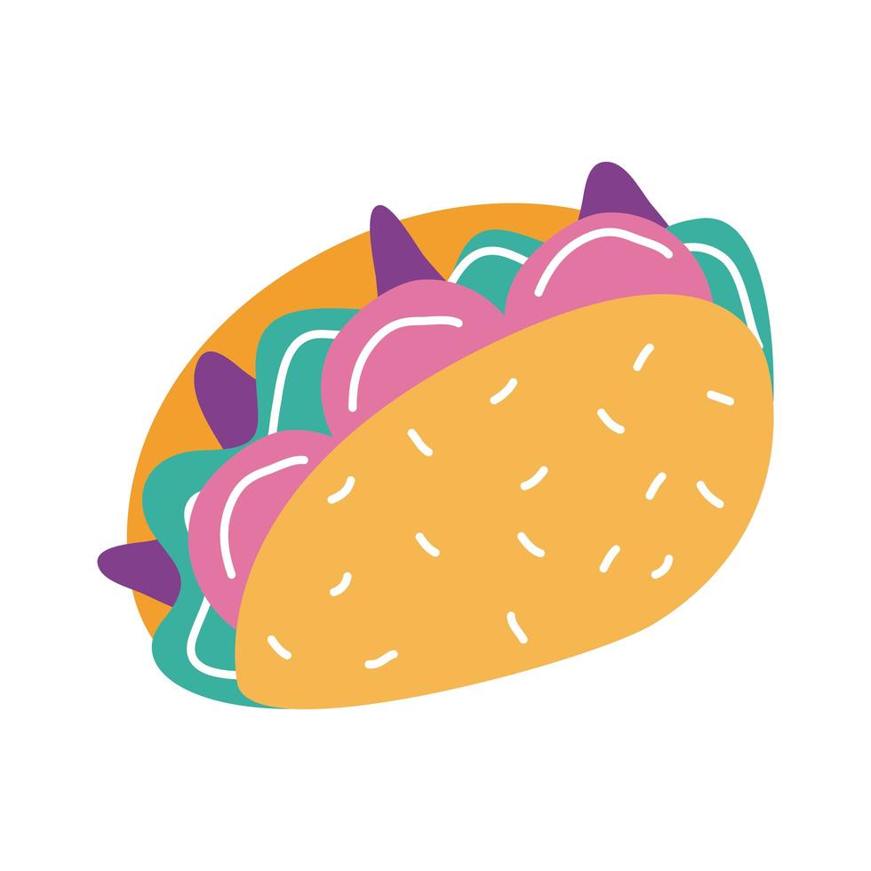 heerlijke Mexicaanse taco's traditionele gerechten platte stijlicoon vector