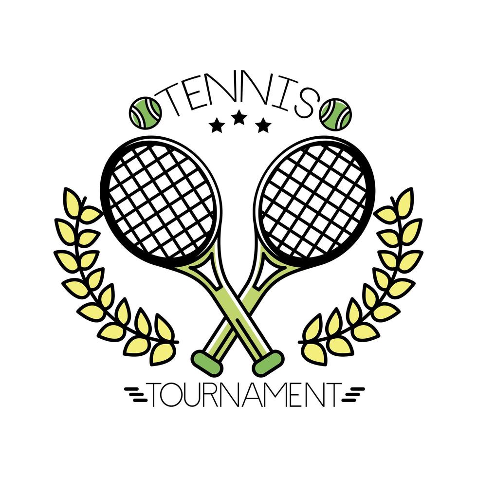 tennisballen en belettering met racketslijn en vulstijl vector