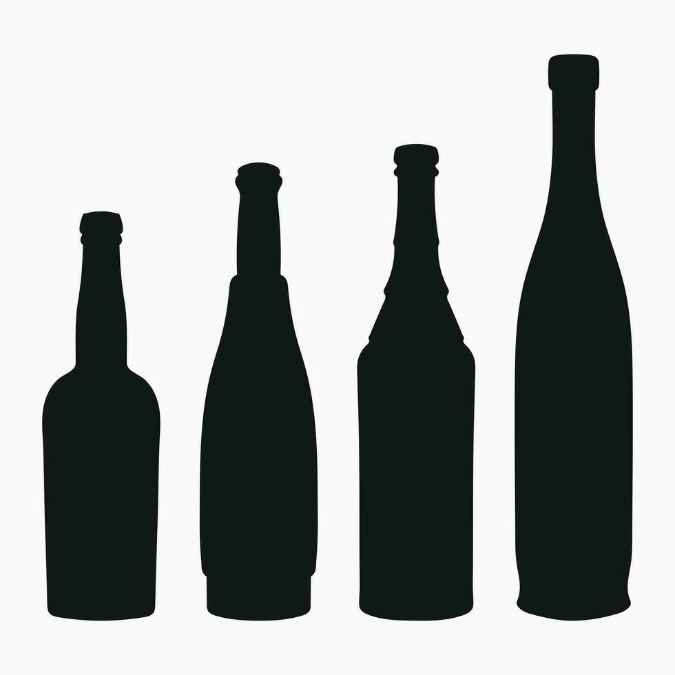 vorm van silhouet van fles voor alcohol, bier, kwas, wateren. schets van een houder voor opslaan vloeistof vector