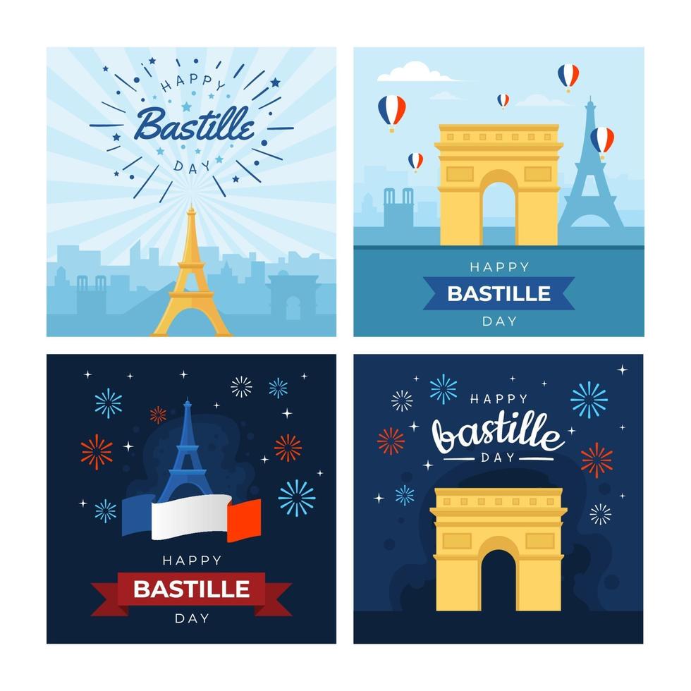 set bastille-dagkaarten vector