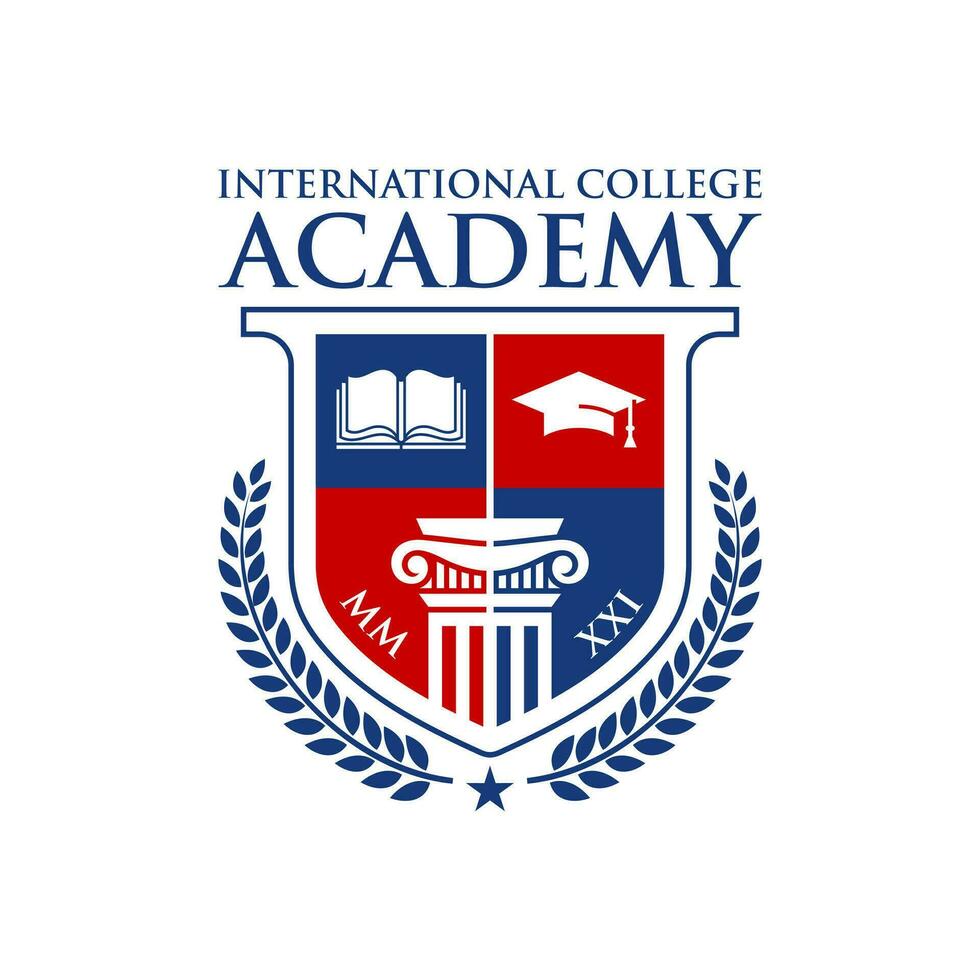 onderwijs insigne logo ontwerp. Universiteit hoog school- embleem. vector logo sjabloon