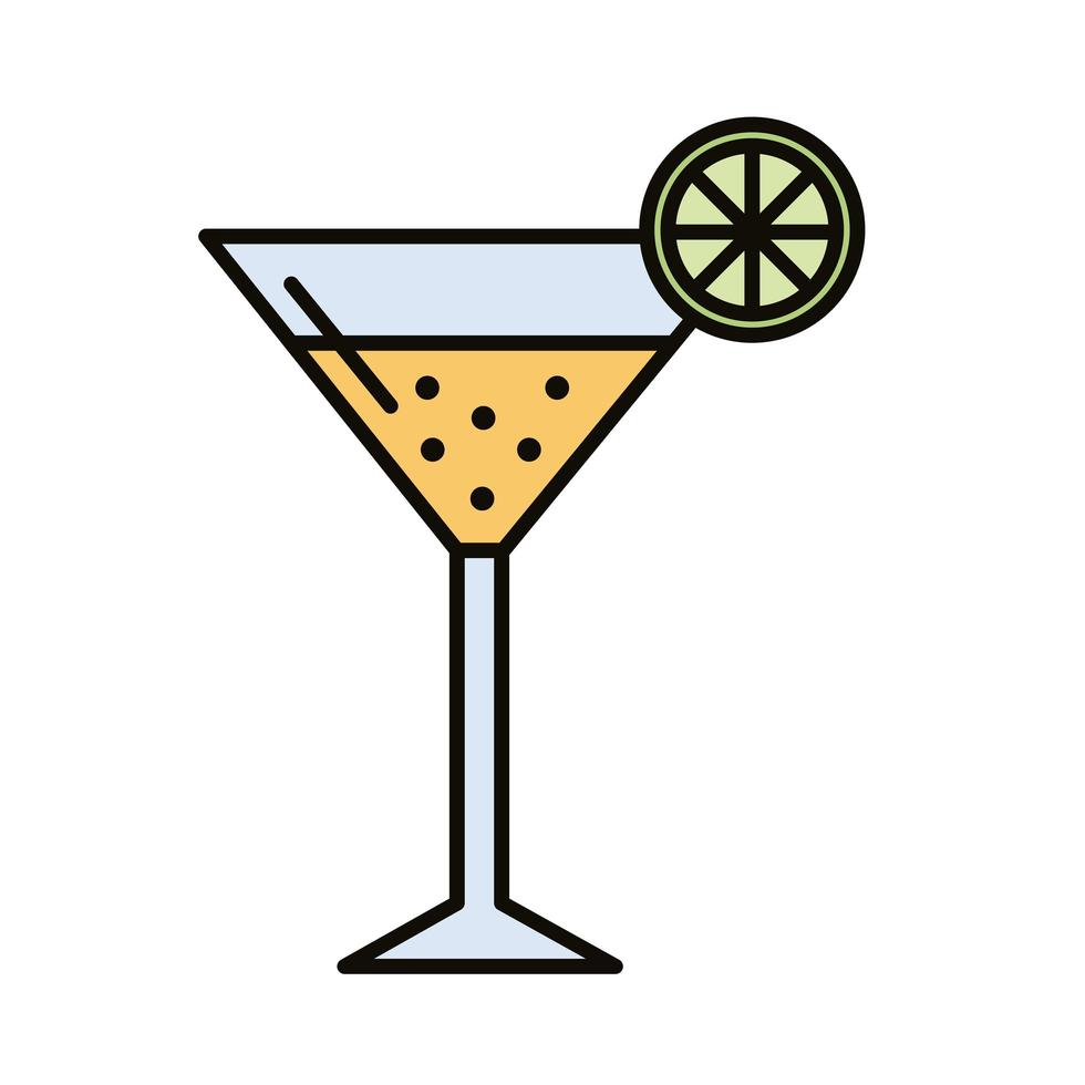 cocktailbeker met citroendrank dranklijn en vulpictogram vector