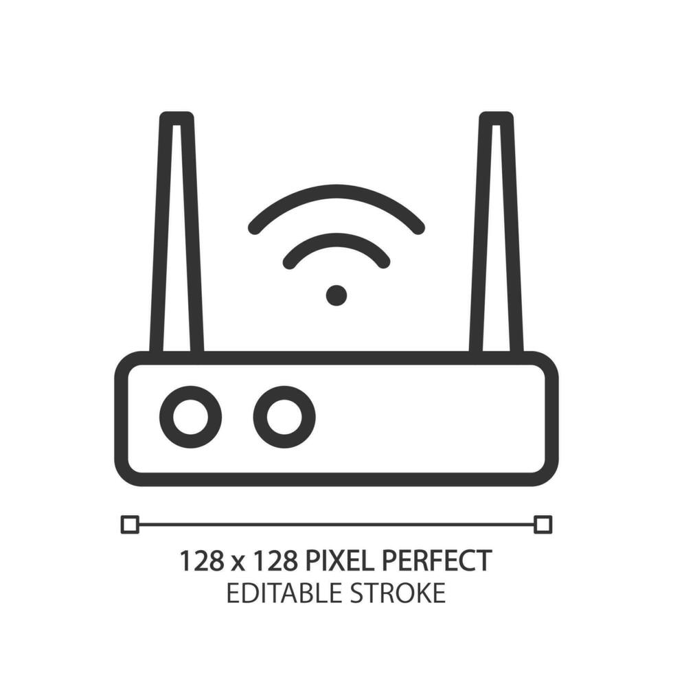 internet pixel perfect lineair icoon. hotspot. draadloze verbinding. cyberspace toegang. elektronisch apparaat. dun lijn illustratie. contour symbool. vector schets tekening. bewerkbare beroerte