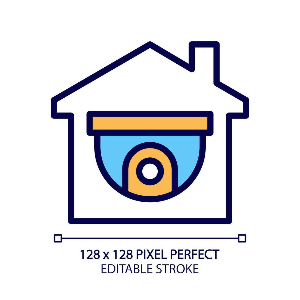 cctv pixel perfect rgb kleur icoon. video toezicht. toezicht houden privaat eigendom. veiligheid systeem. huis veiligheid onderhoud. geïsoleerd vector illustratie. gemakkelijk gevulde lijn tekening. bewerkbare beroerte