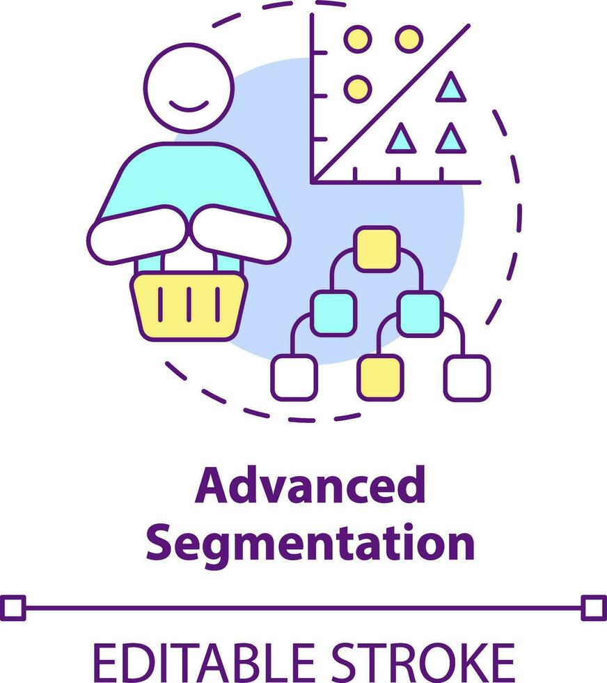 Geavanceerd segmentatie concept icoon. klant verloving platform voorzien zijn van abstract idee dun lijn illustratie. geïsoleerd schets tekening. bewerkbare beroerte vector