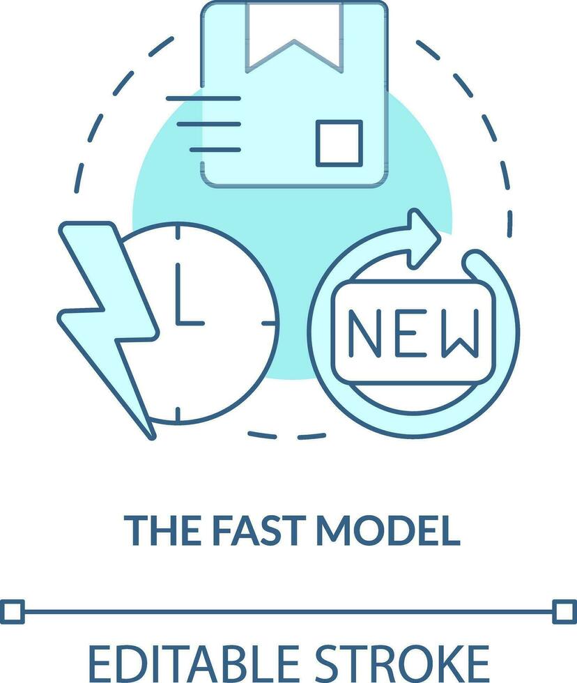 snel model- turkoois concept icoon. levering van modieus producten. levering keten type abstract idee dun lijn illustratie. geïsoleerd schets tekening. bewerkbare beroerte vector