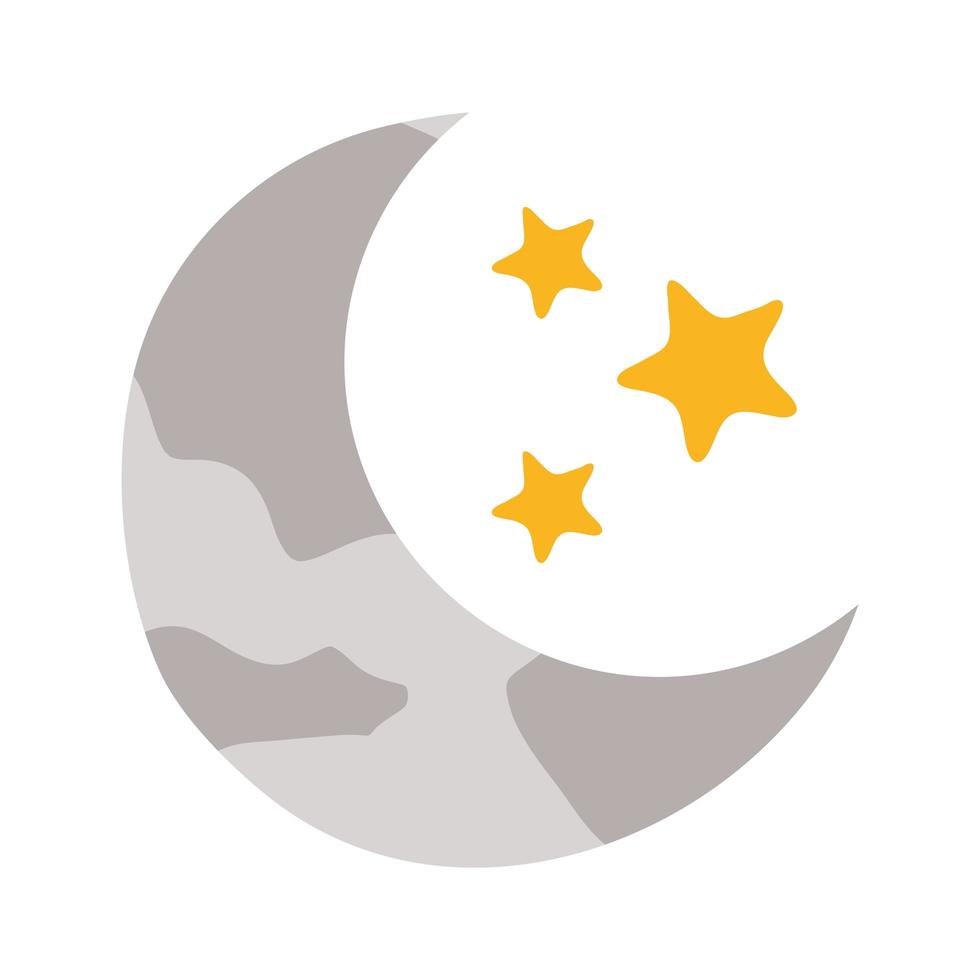 wassende maan met sterren nacht pictogram vector
