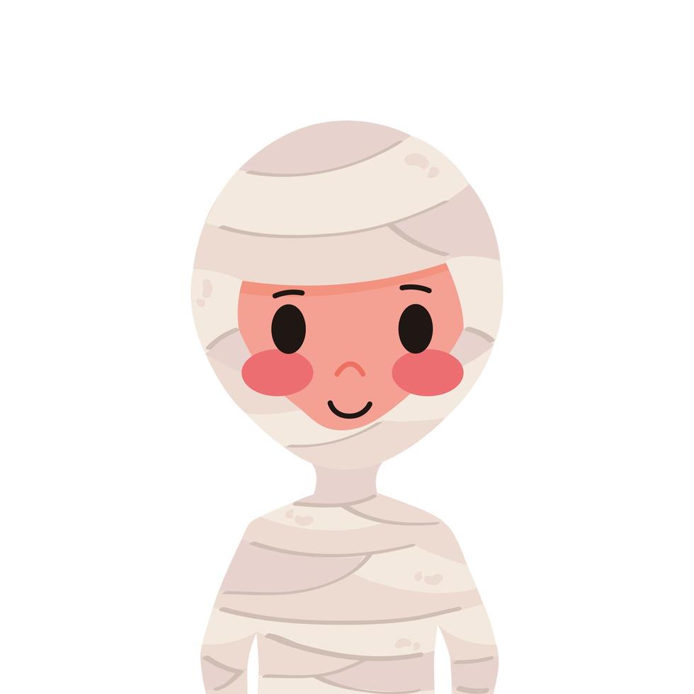 kleine jongen met mummie vermomming karakter vector