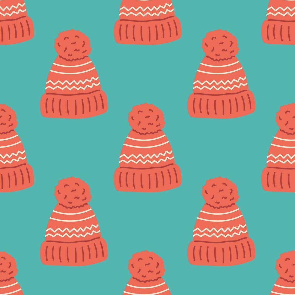 winter hoed naadloos patroon. Kerstmis verzameling. vlak vector illustratie
