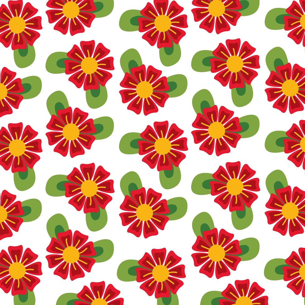 mooie rode bloemen tuin patroon achtergrond vector