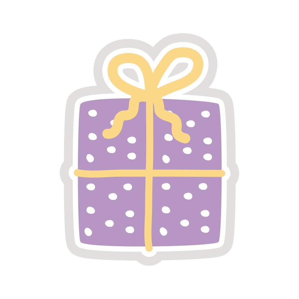 cadeau sticker platte stijlicoon vector