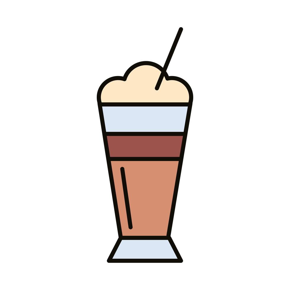 ijskoffie drinken met rietje lijn en opvulling stijlicoon vector
