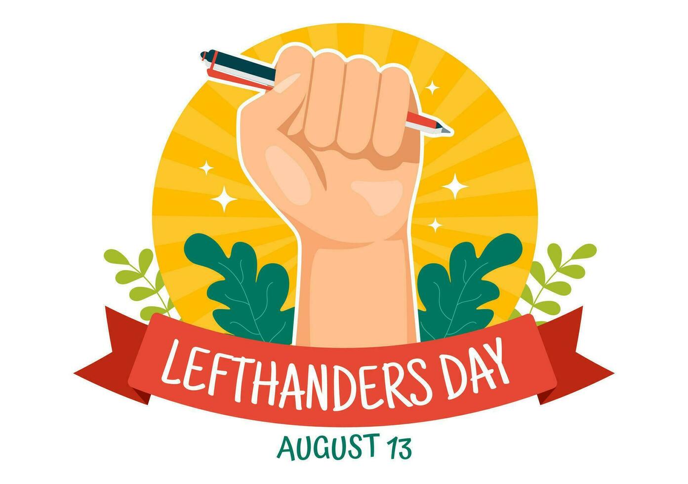 gelukkig linkshandigen dag viering vector illustratie met verhogen bewustzijn van trots in wezen links overhandigd in vlak tekenfilm hand- getrokken Sjablonen