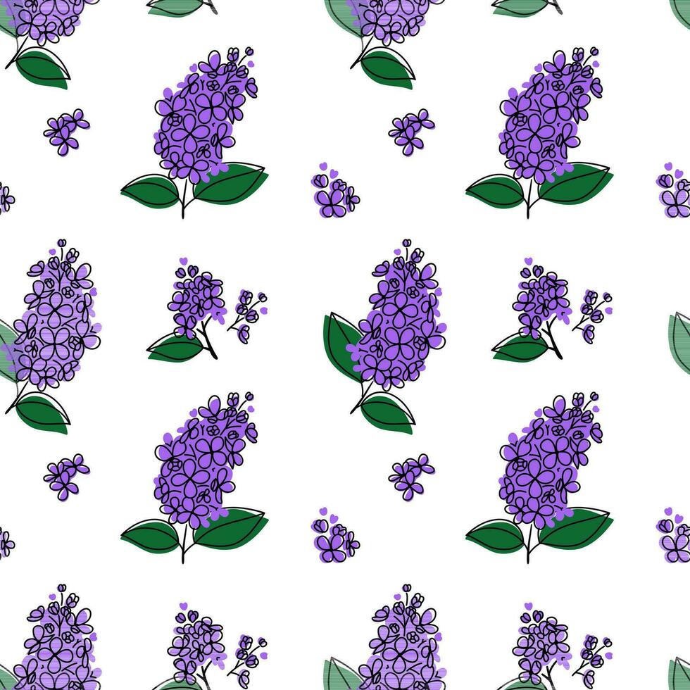 naadloos bloemen patroon lila in abstract vlak stijl Aan wit achtergrond. vector illustratie