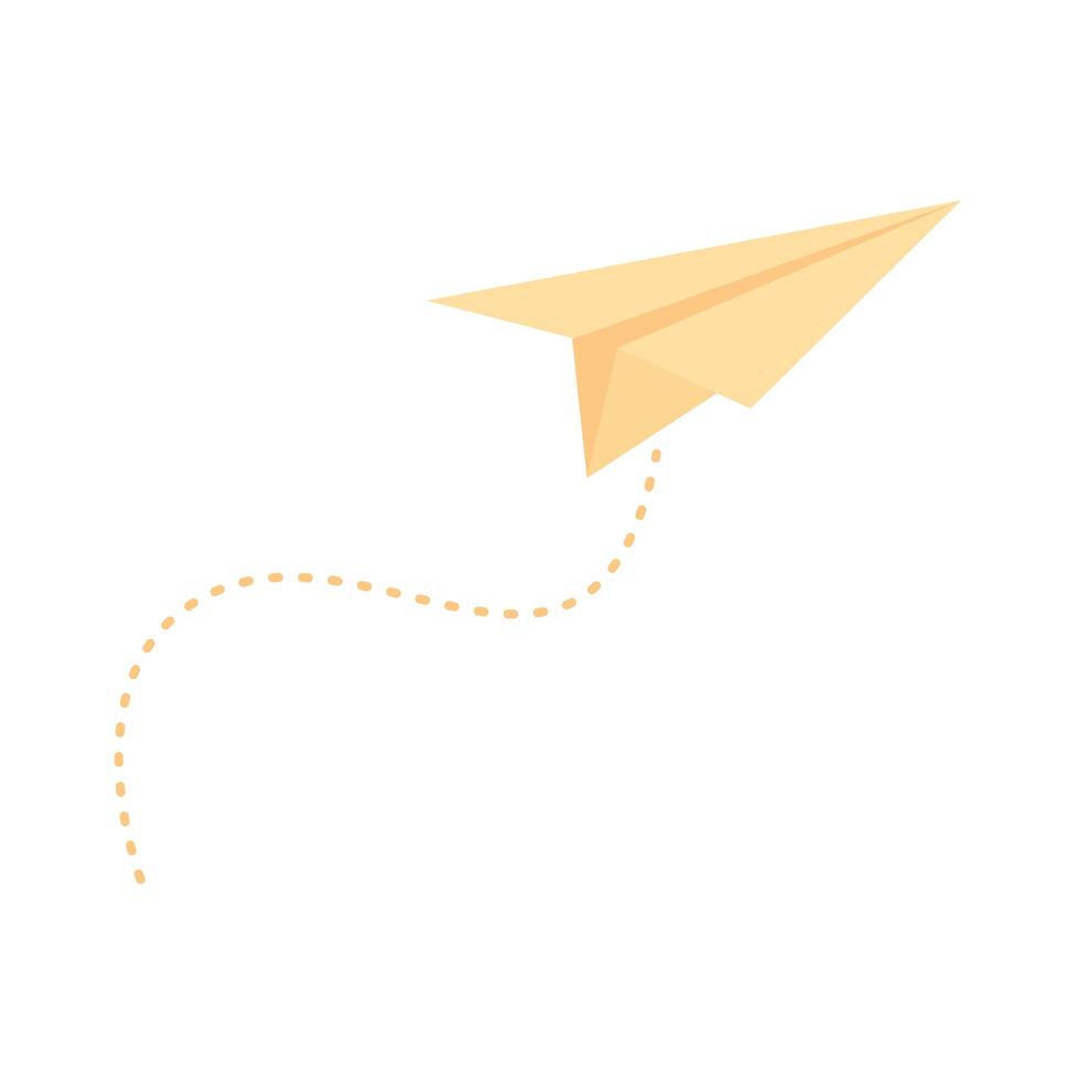 vliegtuig papier vliegen platte stijlicoon vector