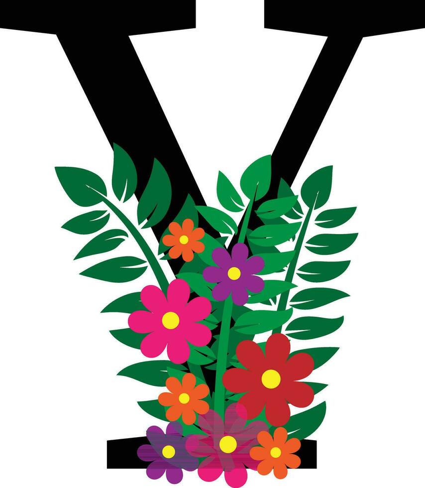 y bloemen alfabet ontwerp vector