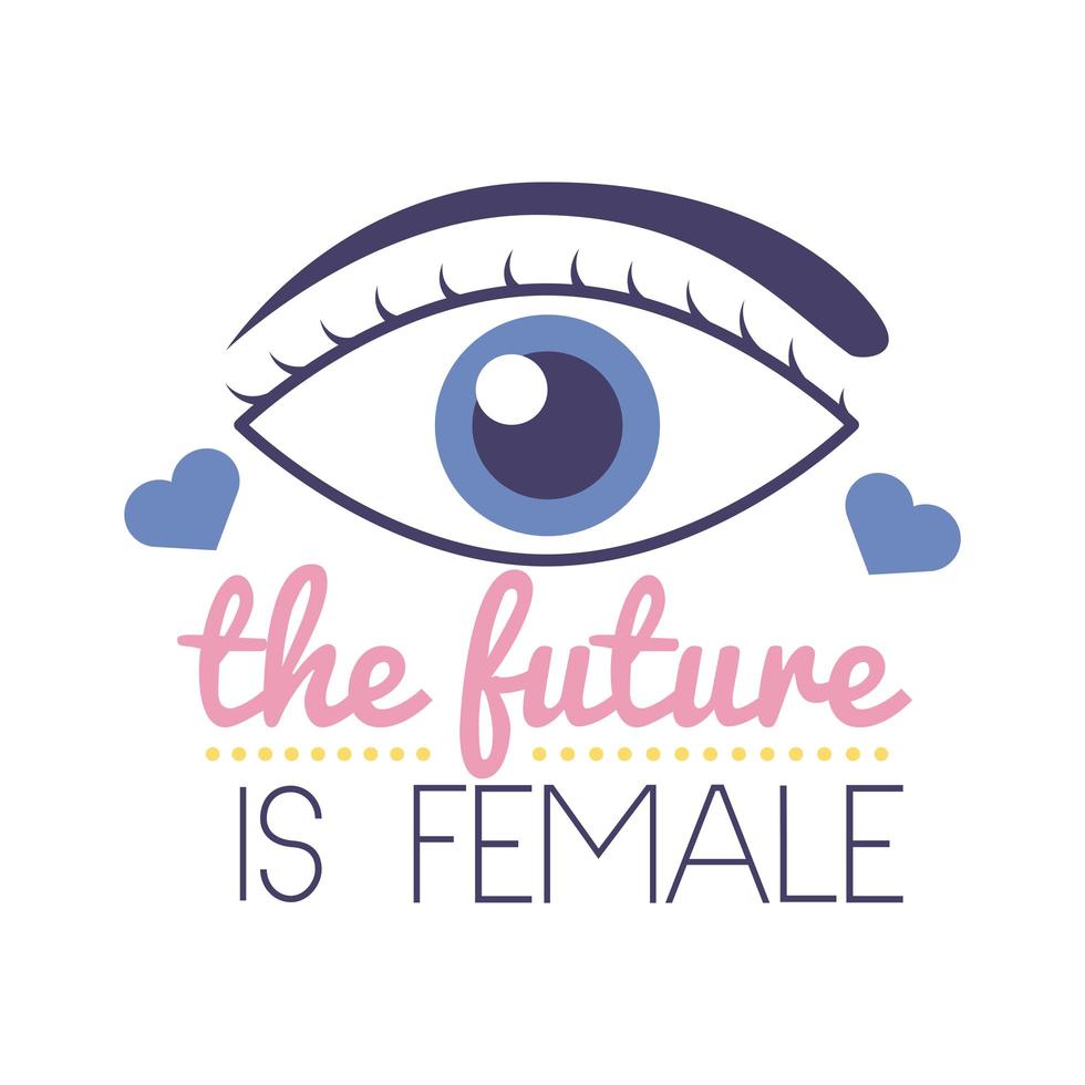 de toekomst is vrouwelijk feminisme belettering platte stijlicoon vector