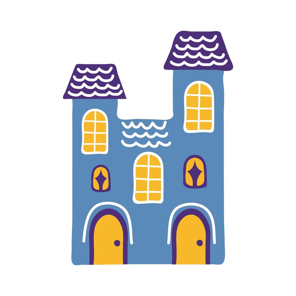 Halloween donker kasteel platte stijlicoon vector