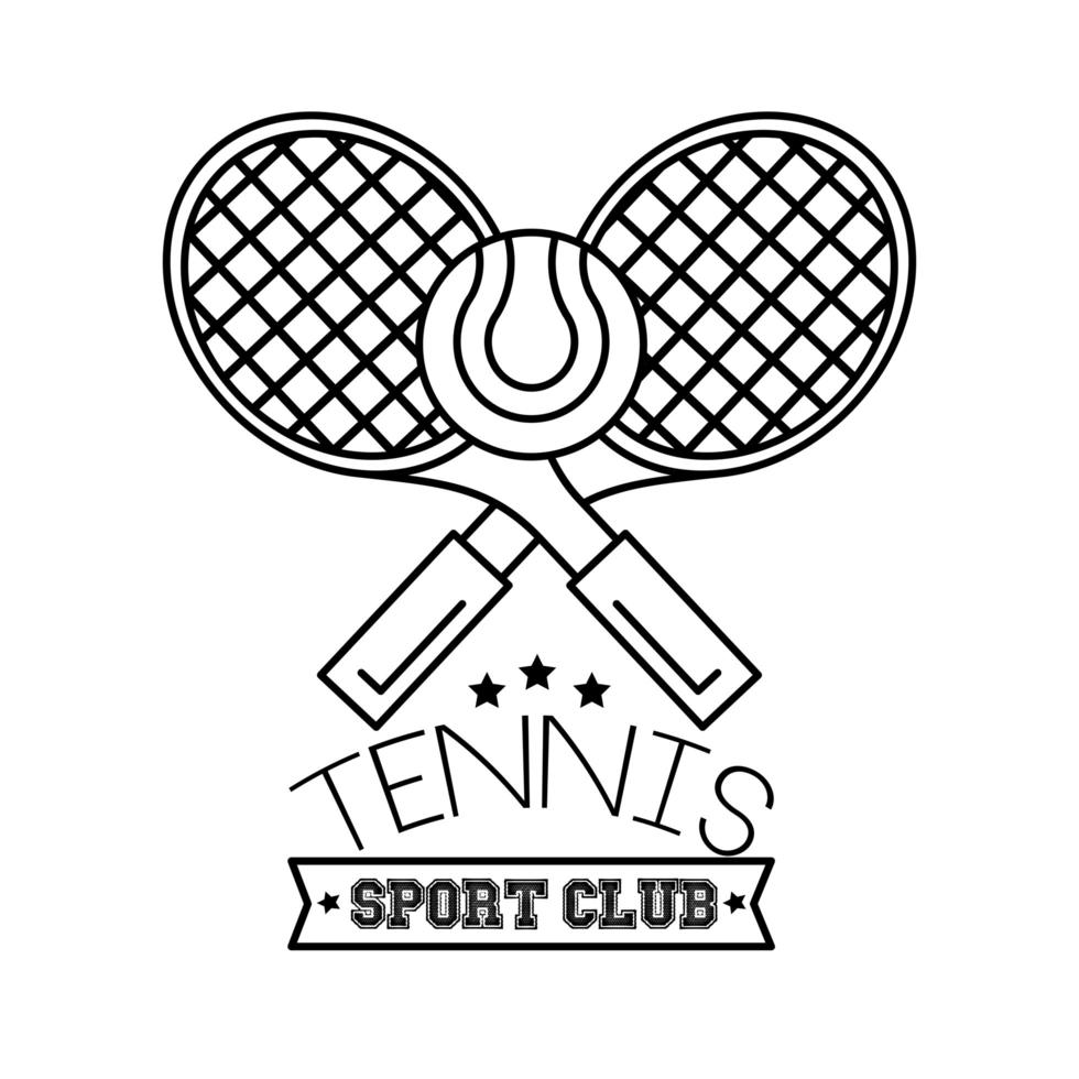 bal en rackets tennis sport lijn stijlicoon vector