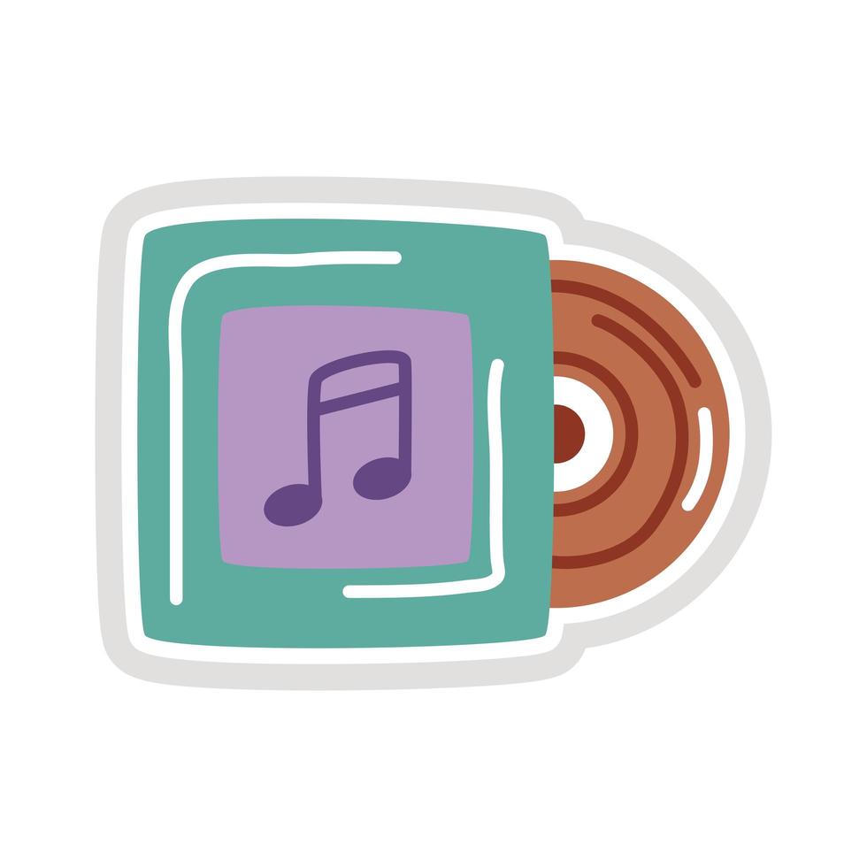 muziek compact disk sticker platte stijlicoon vector