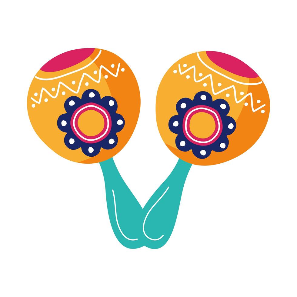 Maracas Mexicaanse cultuur platte stijlicoon vector