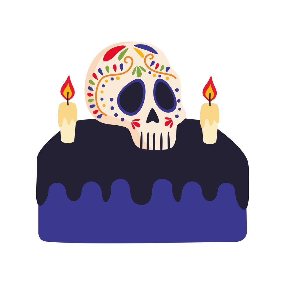 dia de los muertos schedel geschilderd in altaar vector