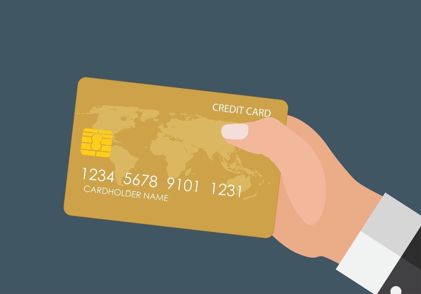 hand met creditcard financiële en online betalingen concept vector