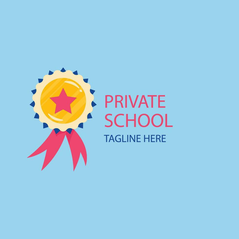 privaat school- hand- getrokken vlak privaat school- logo vector