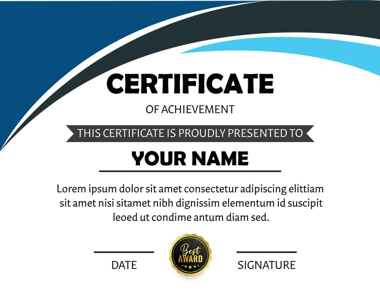 modern certificaat sjabloon, blauw en licht blauw certificaat prijs ontwerp sjabloon vector