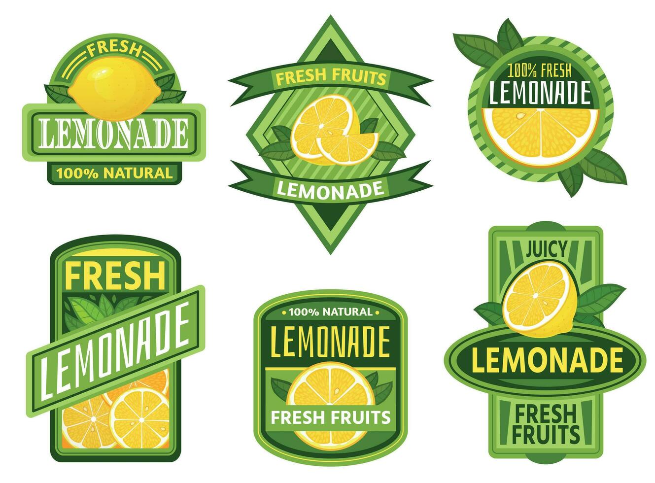 limonade insignes. citroen drinken embleem insigne, vers fruit citroenen sap wijnoogst limonades emblemen vector reeks