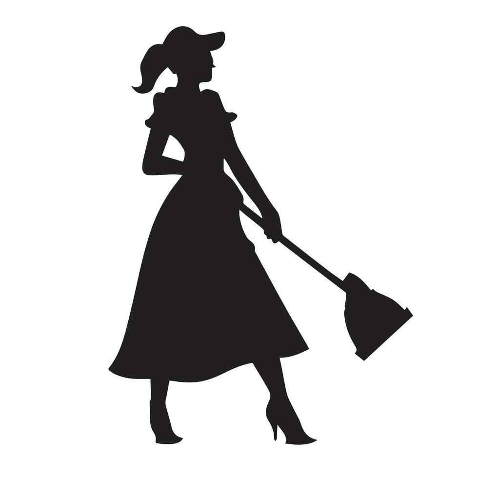 een schoonmaakster Dames vector silhouet illustratie