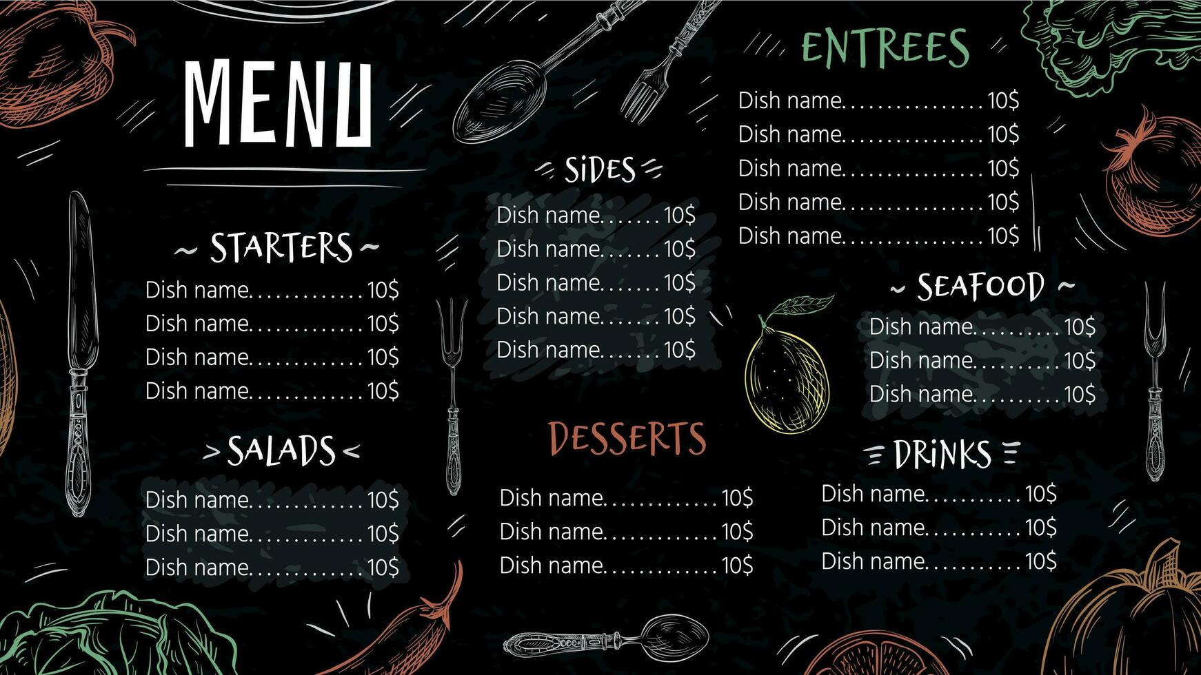 wijnoogst restaurant menu. hand- getrokken voedsel, cafe menu's en keuken poster vector sjabloon illustratie