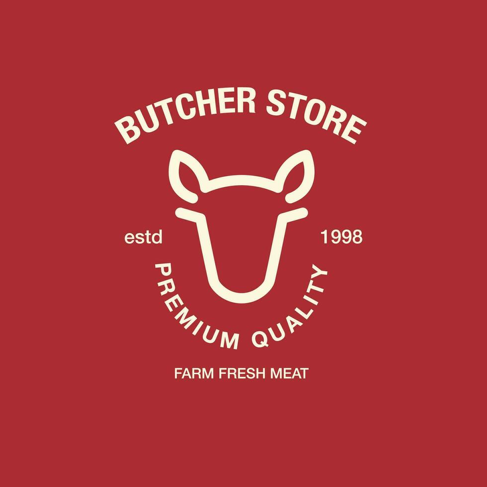gemakkelijk slagerij logo rundvlees insigne idee, biologisch vlees winkel vector ontwerp inspiratie