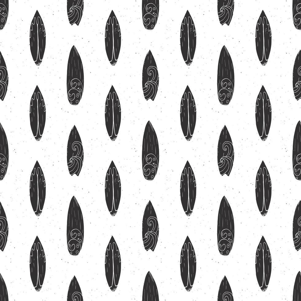 surfplanken naadloze patroon hand getrokken schets achtergrond typografie ontwerp monochroom vectorillustratie vector