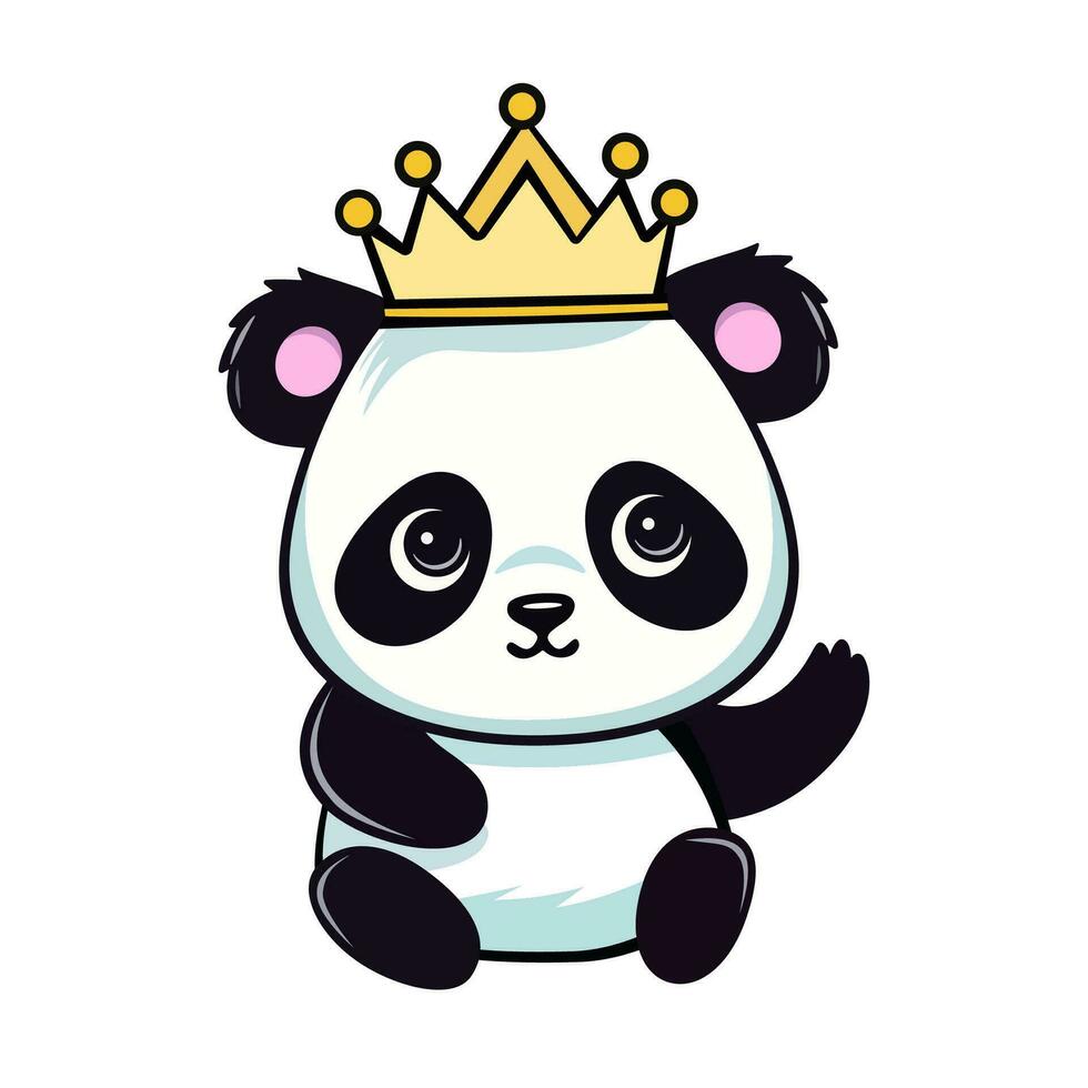 schattig baby panda in kroon. vector illustratie