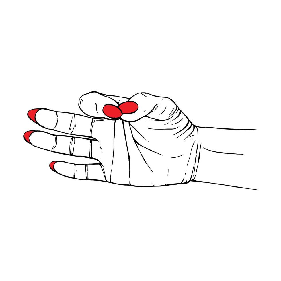 lang rood nagels hand- getrokken gebaar schetsen vector illustratie lijn kunst