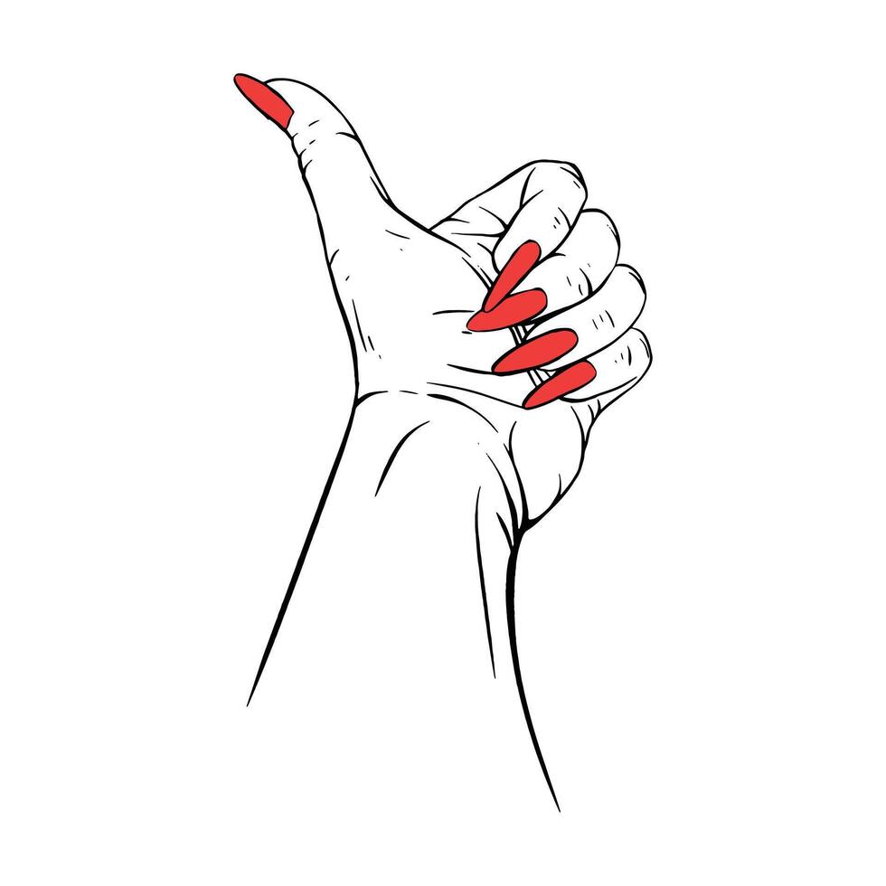 lang rood nagels hand- getrokken gebaar schetsen vector illustratie lijn kunst