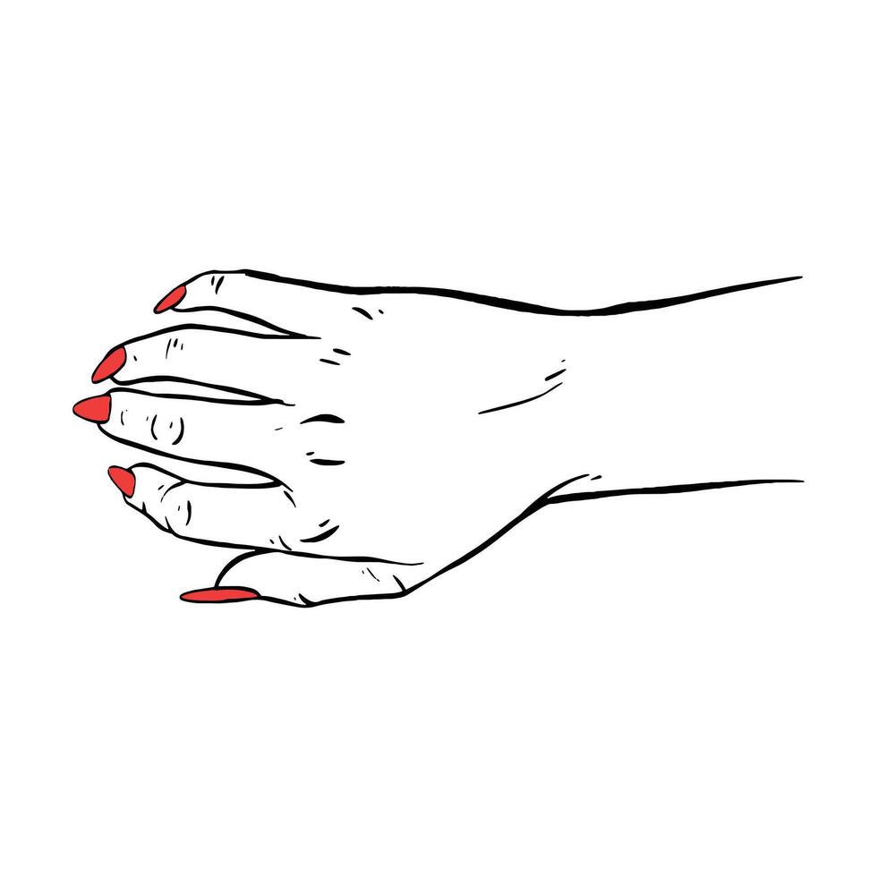 lang rood nagels hand- getrokken gebaar schetsen vector illustratie lijn kunst