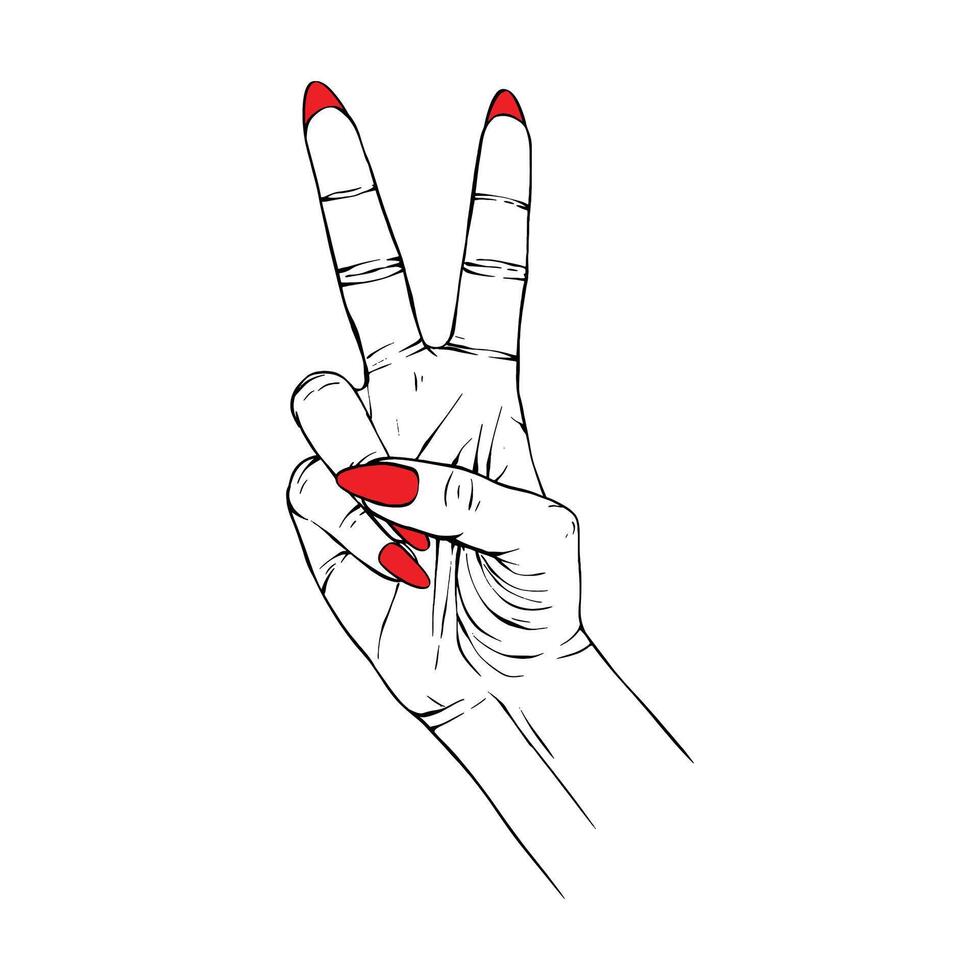 lang rood nagels hand- getrokken gebaar schetsen vector illustratie lijn kunst