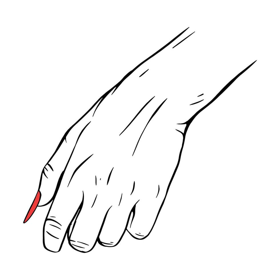 lang rood nagels hand- getrokken gebaar schetsen vector illustratie lijn kunst