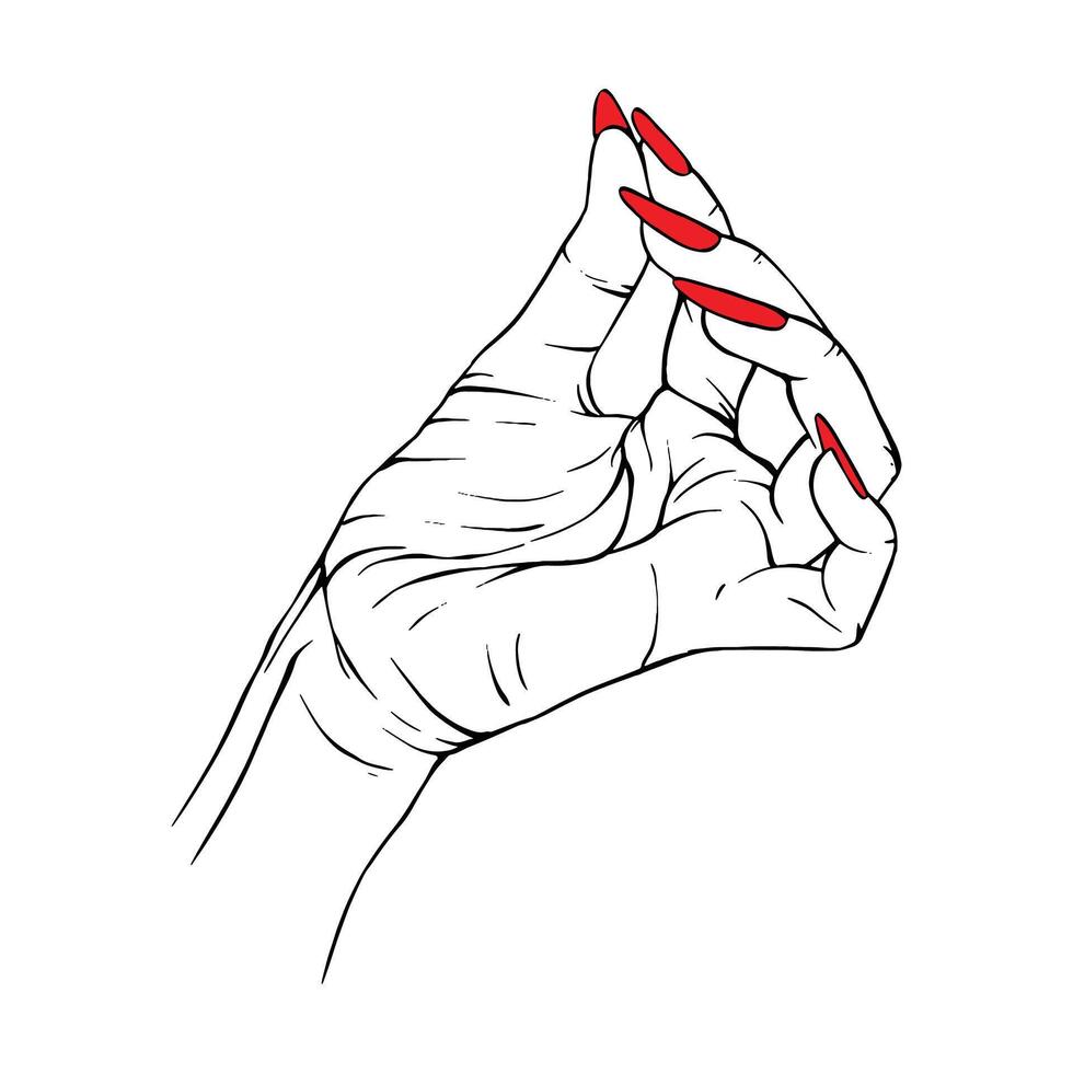 lang rood nagels hand- getrokken gebaar schetsen vector illustratie lijn kunst