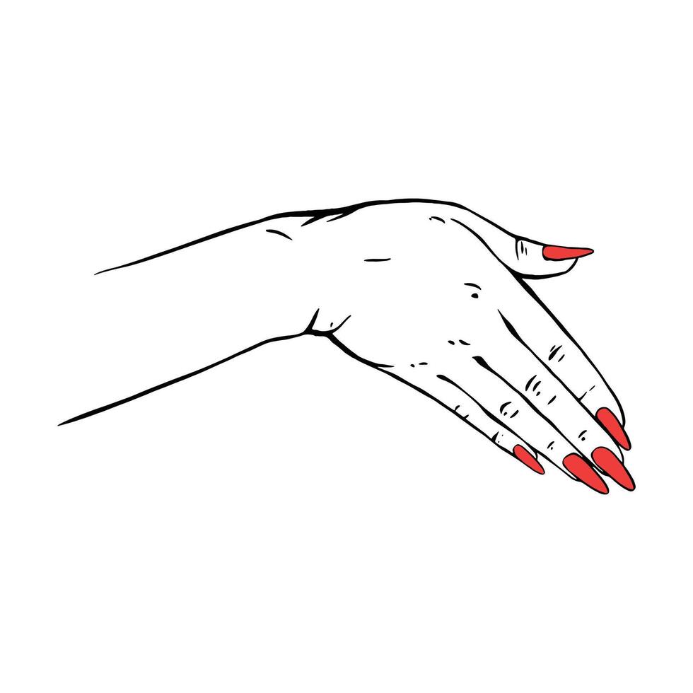 lang rood nagels hand- getrokken gebaar schetsen vector illustratie lijn kunst