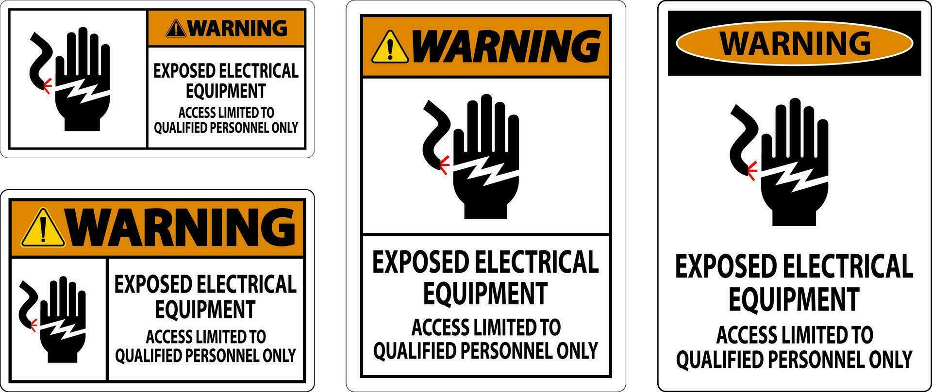 waarschuwing teken blootgesteld elektrisch apparatuur, toegang beperkt naar gekwalificeerd personeel enkel en alleen vector