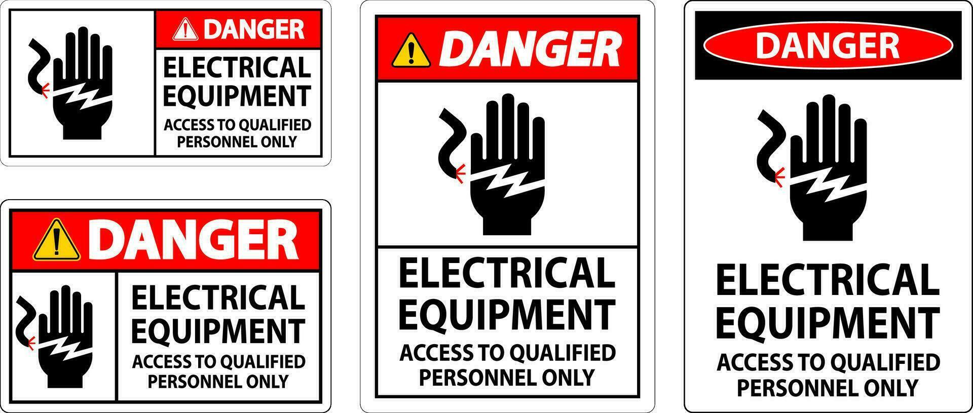 Gevaar teken elektrisch apparatuur, toegang naar gekwalificeerd personeel enkel en alleen vector