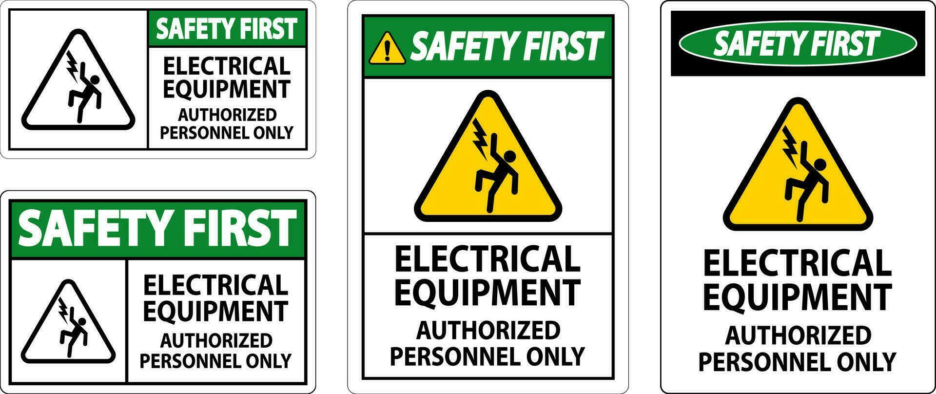 veiligheid eerste etiket elektrisch apparatuur, geautoriseerd personeel enkel en alleen vector