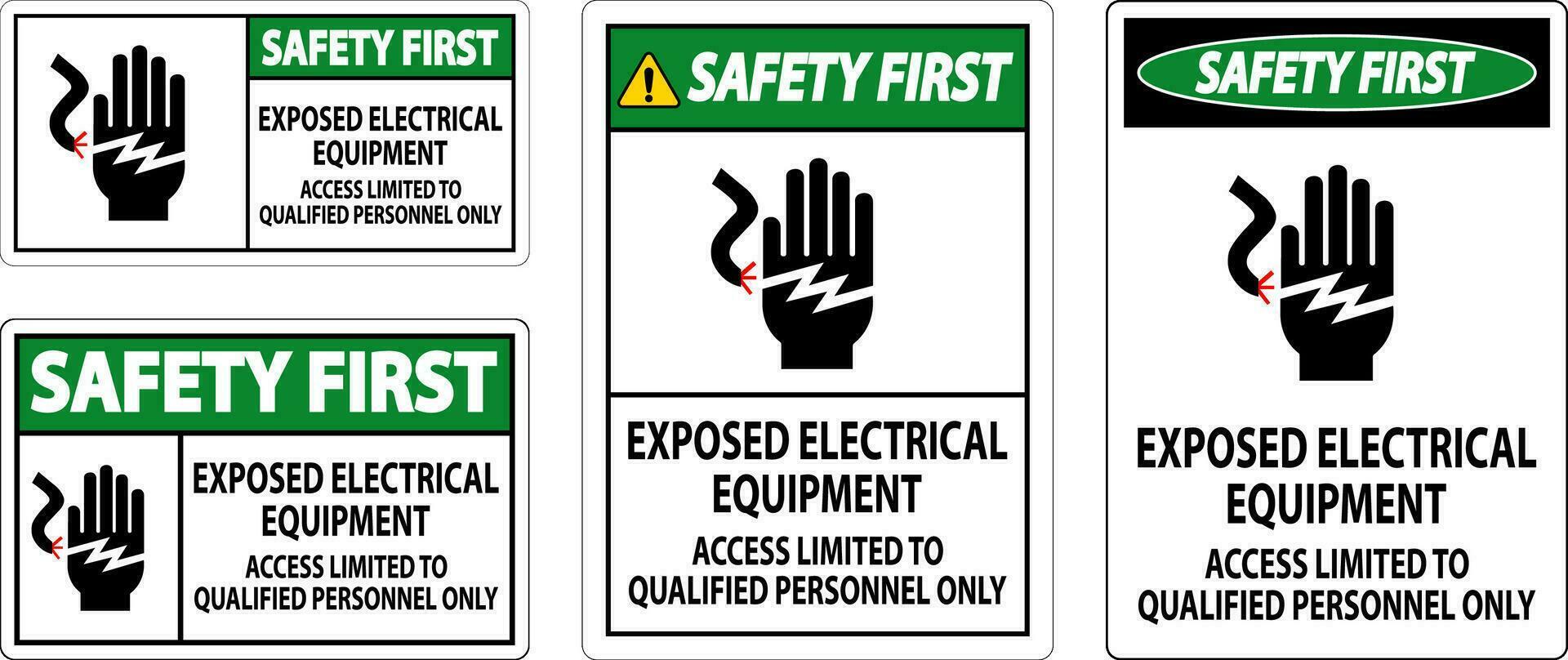veiligheid eerste teken blootgesteld elektrisch apparatuur, toegang beperkt naar gekwalificeerd personeel enkel en alleen vector