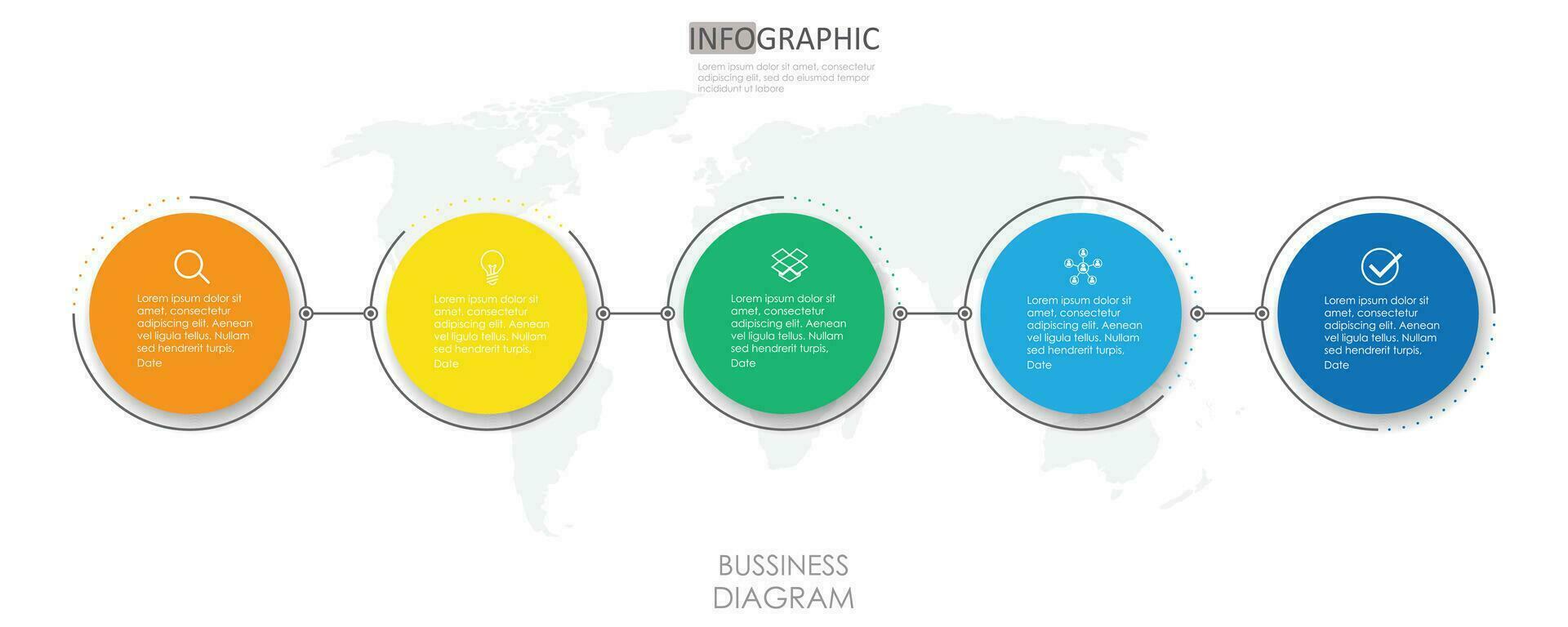 bedrijf project cirkel routekaart tijdlijn diagram infographic routekaart sjabloon voor bedrijf. 5 stap modern tijdlijn diagram kalender met presentatie vector infographics.