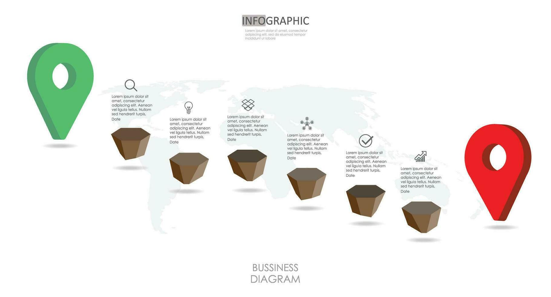 routekaart bedrijf project tijdlijn diagram infographic routekaart sjabloon voor bedrijf. 6 stap modern tijdlijn diagram kalender met presentatie vector infographics.